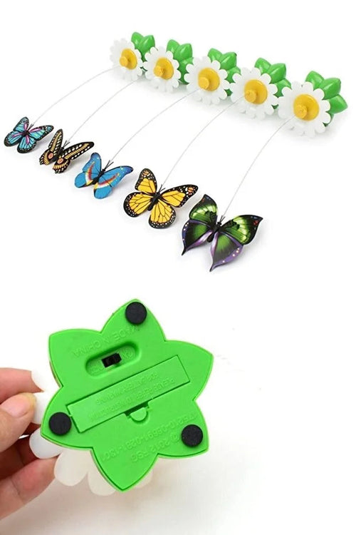 Interactive Rotating Butterfly Cat Toy Battery Operated Moving Cat