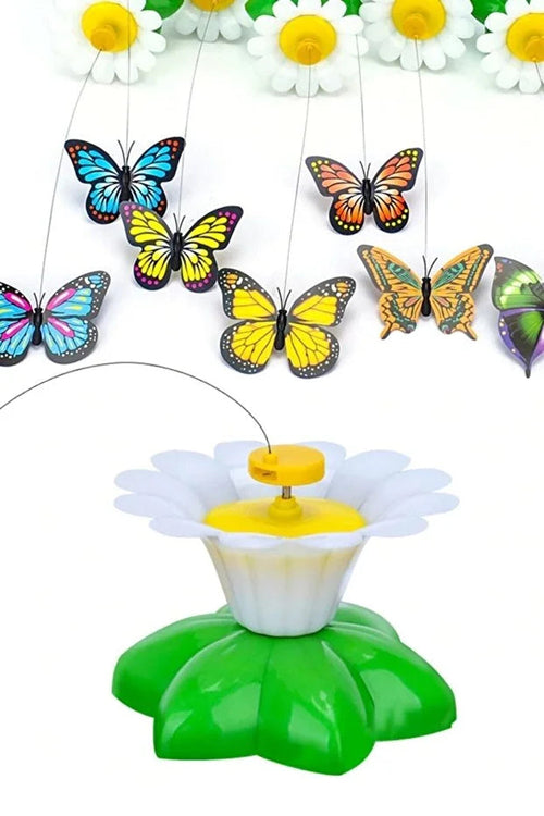 Interactive Rotating Butterfly Cat Toy Battery Operated Moving Cat
