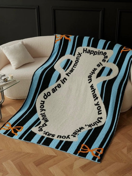 Ultra Soft Whimsical Cute Stripe Vase Throw Blanket - Warm Thick Playf