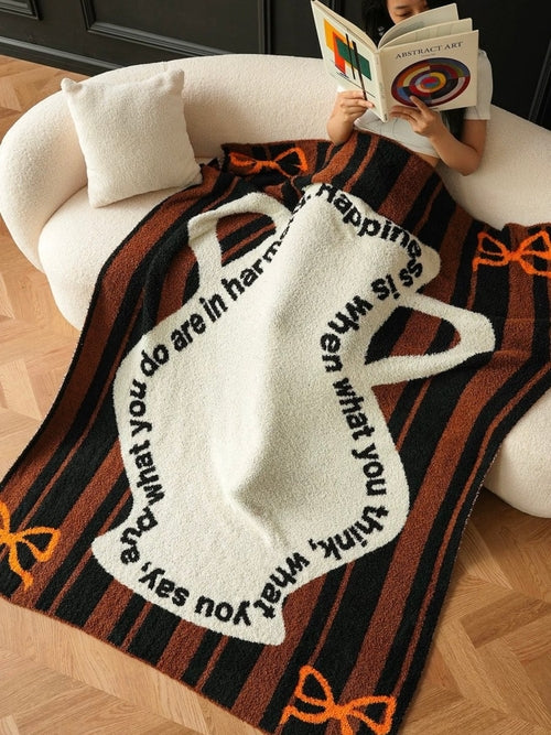 Ultra Soft Whimsical Cute Stripe Vase Throw Blanket - Warm Thick Playf