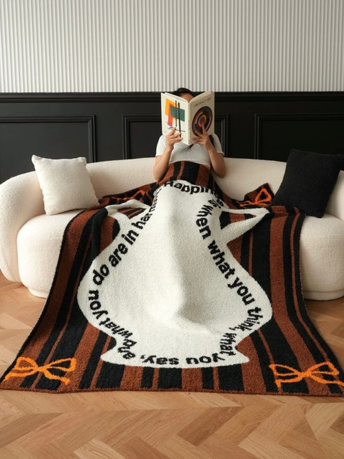Ultra Soft Whimsical Cute Stripe Vase Throw Blanket - Warm Thick Playf