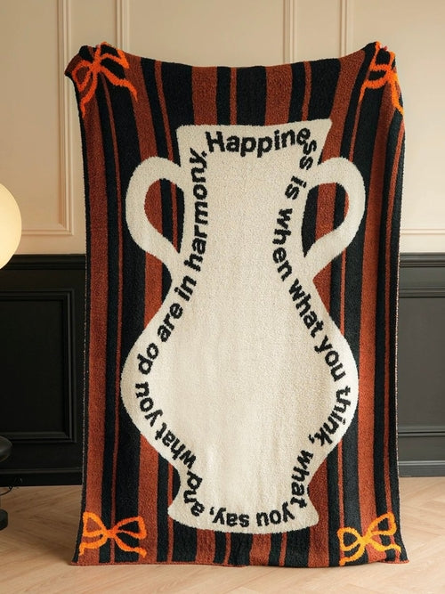 Ultra Soft Whimsical Cute Stripe Vase Throw Blanket - Warm Thick Playf