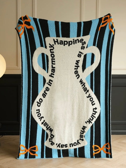 Ultra Soft Whimsical Cute Stripe Vase Throw Blanket - Warm Thick Playf